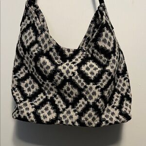 Gold Coast Elegant Black and White Patterned Hobo Bag
